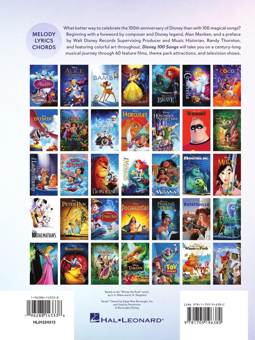 Disney 100 Songs - Songbook für Klavier Gesang Gitarre mit Melodie Liedtexten und Akkorden | 100 Disney Klassiker aus Frozen Der König der Löwen ... Anniversary of Disney (PIANO VOIX GUITARE)
