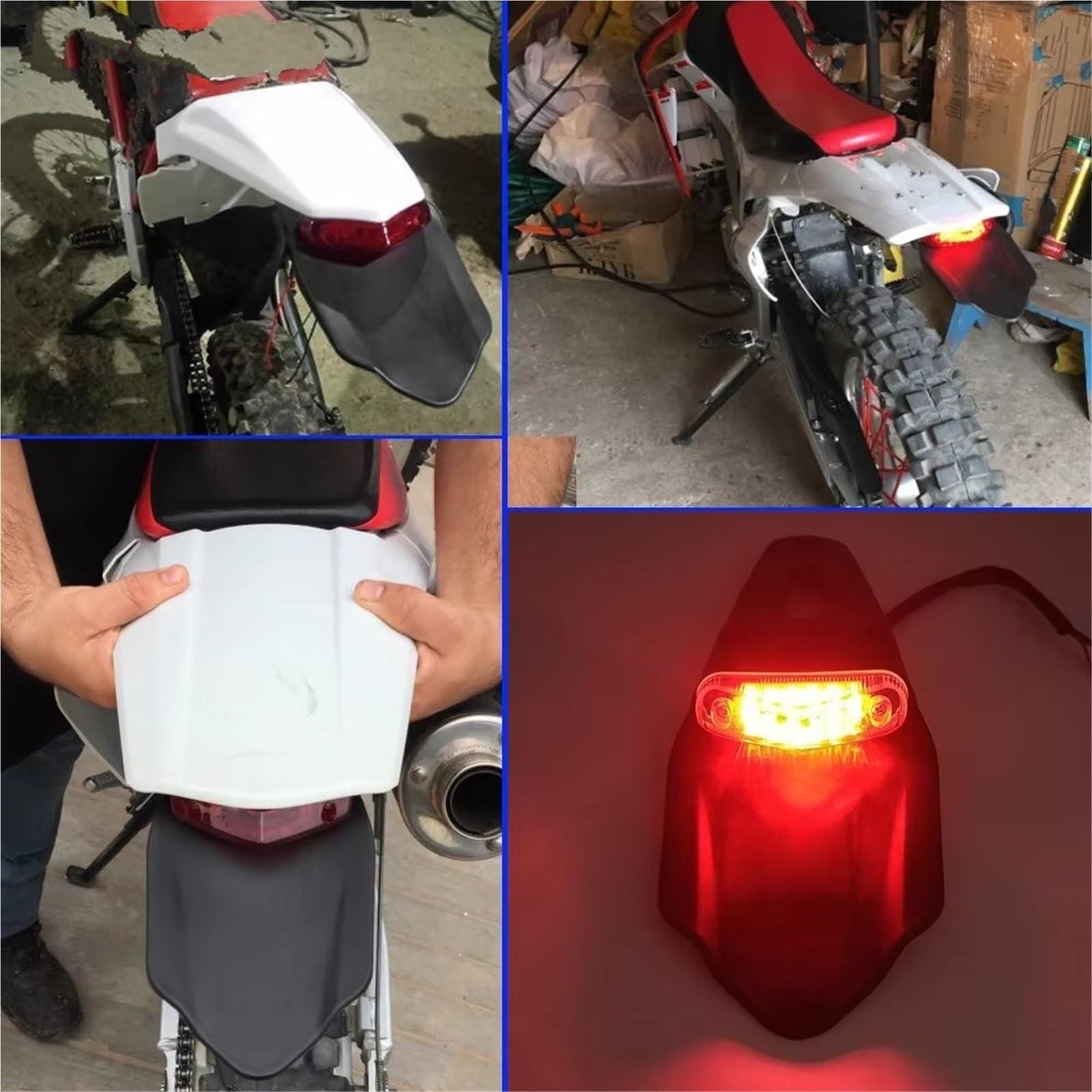 Soporte Placa Matrícula Guardabarros Trasero Motocicleta con Luz Trasera LED 12V Lámpara Freno Universal Soporte Matrícula Motocicleta(Transparent)