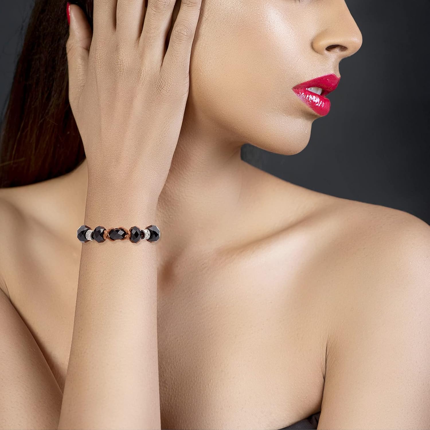 KISSITTY 100pcs Black Glass Faceted European Beads Bulk No Metal Core Rondelle Large Hole Bead AB Color Crystal Bead Round Spacer Beads for Bracelets Necklace DIY Jewelry Crafts Making,Hole: 5mm - Image 3