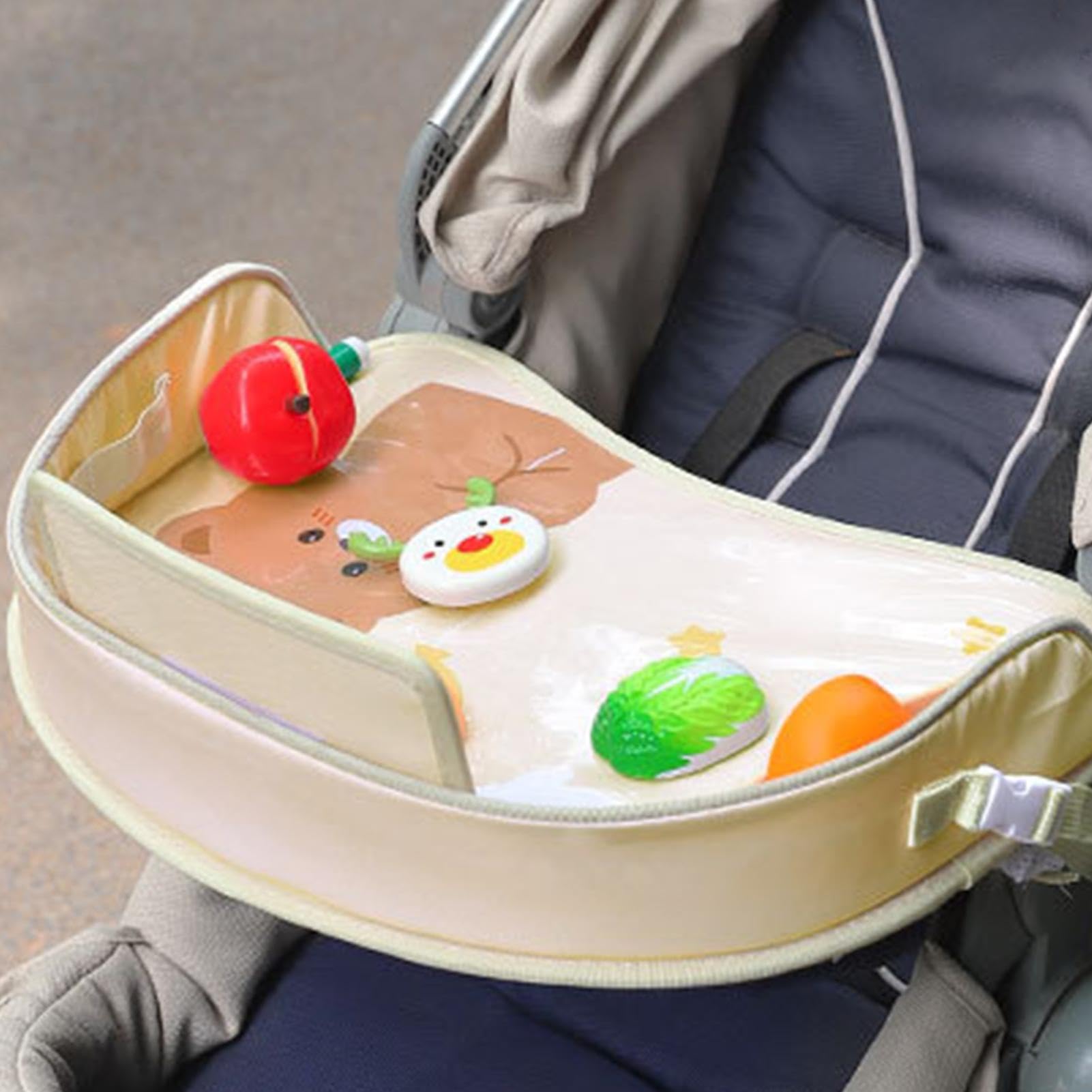 Vassoio per seggiolino auto per bambini, da viaggio, con tasche portaoggetti, snack e attività, organizer robusto per tablet, libri, bevande, viaggi su strada, 32 x 42 cm