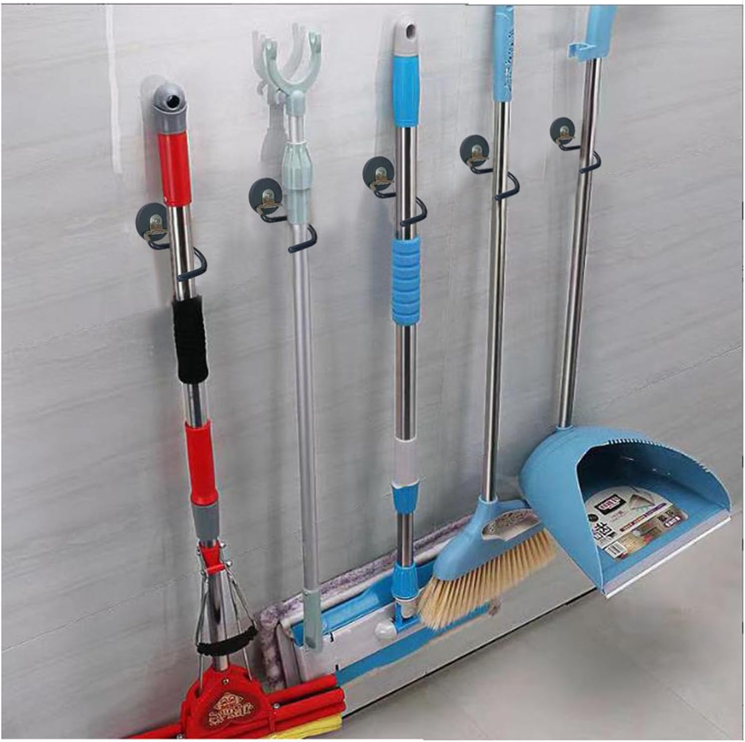2PCS Magnetic Broom Rack Magnetic Hook S-Shaped Wall-Mounted Stainless Steel Heavy Duty Broom Mop Handle Holder for Kitchen Garage