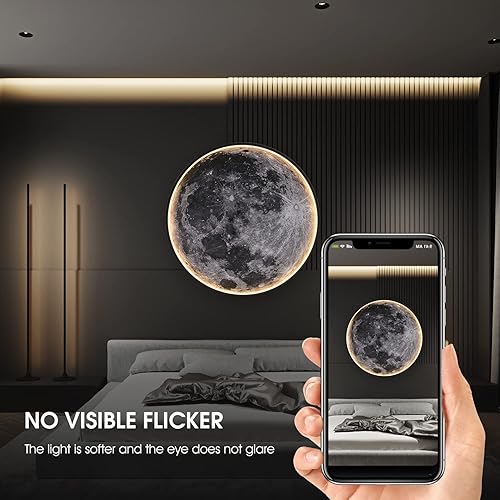 Miniatura 6 de Lámpara de techo LED regulable de montaje empotrado con control remoto, lámpara de techo decorativa de luna de 23.6 pulgadas montada en la pared