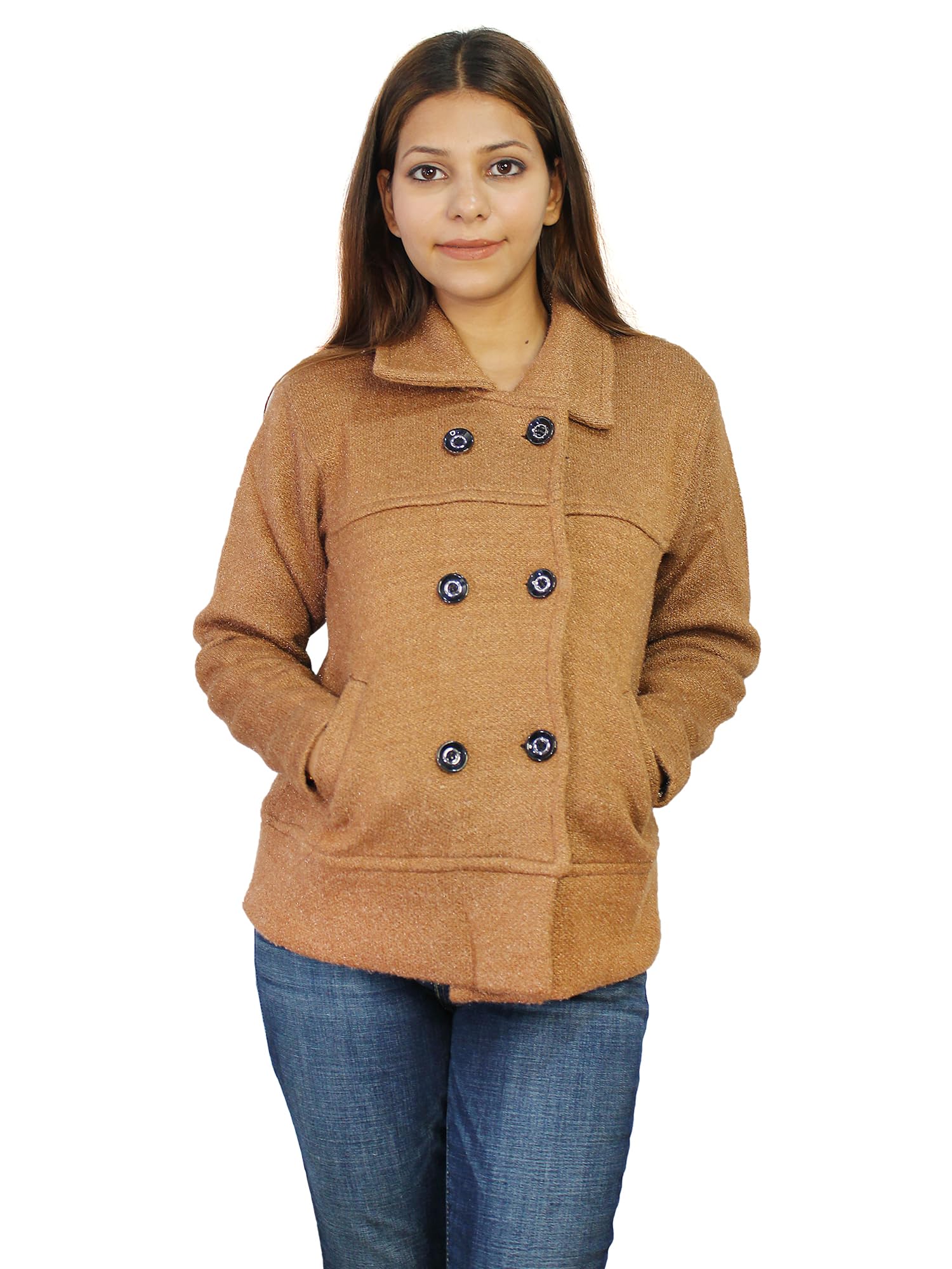 hautemoda Women Woollen Short Buttoned Sweater Coat Cardigan-picture-52