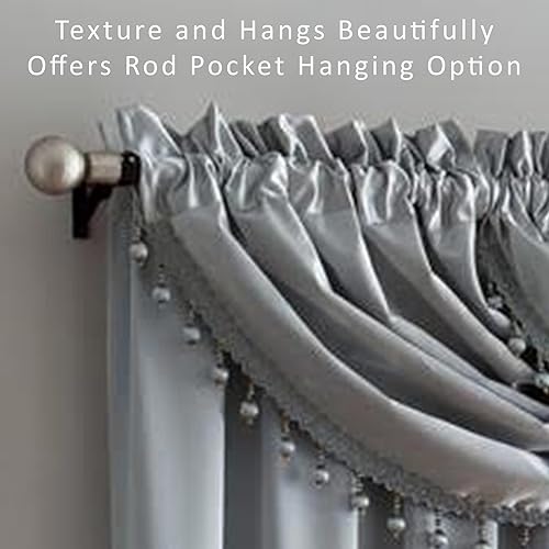 Miniatura 4 de Panel de bolsillo para barra de satén triturado y cenefa de cascada con flecos decorativos para ventana, juego de cortinas para tu hogar, todo se