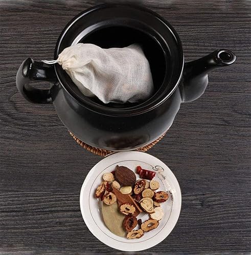 Miniatura 3 de 20 bolsas de algodón con cordón de 5 x 6 pulgadas, bolsas de té reutilizables para hierbas, bolsas de estopilla sin blanquear para sopa, salsa,