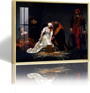 Stretched Canvas Execution of Lady Jane Grey by Paul Delaroche History Poster Print for Teen Boys Room Wall Art Canvas Painting Print Frame Metal Gold 16x24in