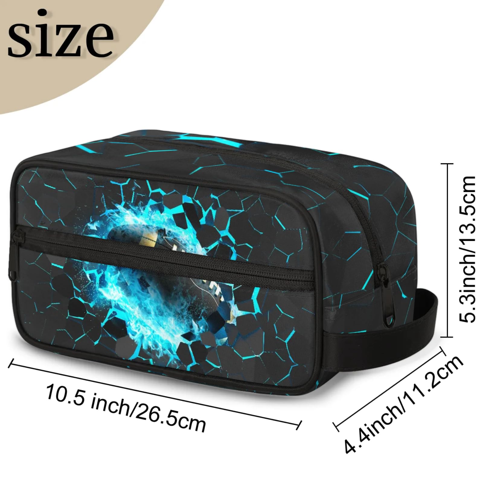 Neceser infantil para niños, impermeable, para colgar artículos de tocador para niñas, kit de maquillaje de afeitado, organizador de accesorios de viaje (fútbol 3D)