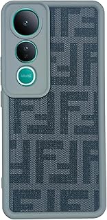 (For V50L) Xpress Back Cover Soft Silicon With Leather sticker Design Bumper TPU with Camera Protection Case For Vivo V50 Lite Anti-Shock cover (Gray.F)