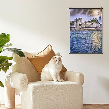 Amazon.co.jp: 藤城清治 軍艦島 掛ける絵 おしゃれ 軸物 壁畫