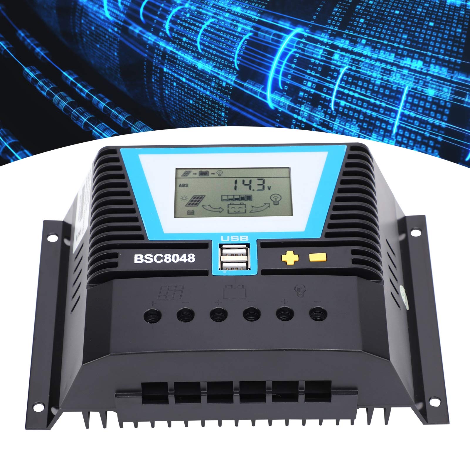 Regolatore Solare Intelligente 80A, Plastica Tecnica, 12V 24V 36V 48V per Batterie di varietà, Ideale per Sistemi Solari Off-grid