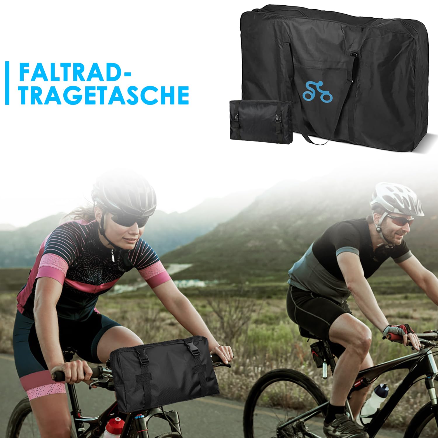 Borsone per Bici, Borsa Pieghevole Rinforzata per Bici da 26" Pieghevole, Bici da Corsa 700C, Mountain Bike, Borse da Viaggio per Ciclismo all'aperto