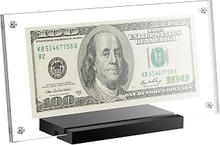 NiHome Double-Sided Clear Acrylic Dollar Bill Frame for Home, Office, Exhibitions, Versatile Multi-Angle Viewing Magnetic Display Stand for Currency, Photos, Stamps & Artworks, Durable & Secure (1PC)