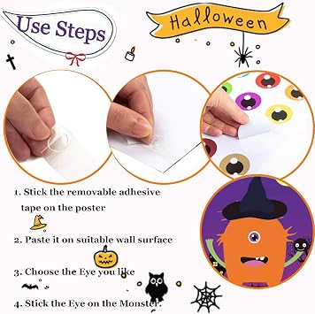 Funnlot Halloween Games for Kids, Pin The Eye on The Monster Party Games
