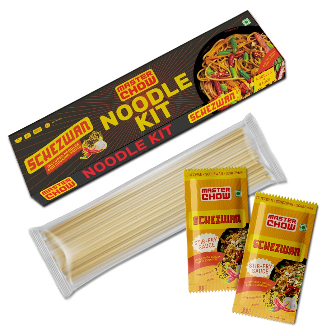 MasterChow Schezwan Noodle Kit | All-in-One Meal Kit - Chilli Garlic Stir Fry Sauce with Hakka Noodles | Ready to Cook Easy Meals | Street Style Chowmein | All-Natural Ingredients | 10 Mins Noodles (B0BF96BZG3) Amazon Price History, Amazon Price Tracker