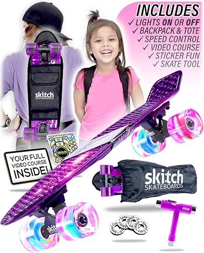 SKITCH Juego completo de regalo de monopatín para todas las edades con mini tabla de crucero de 22 pulgadas  mochila de monopatín  herramienta de
