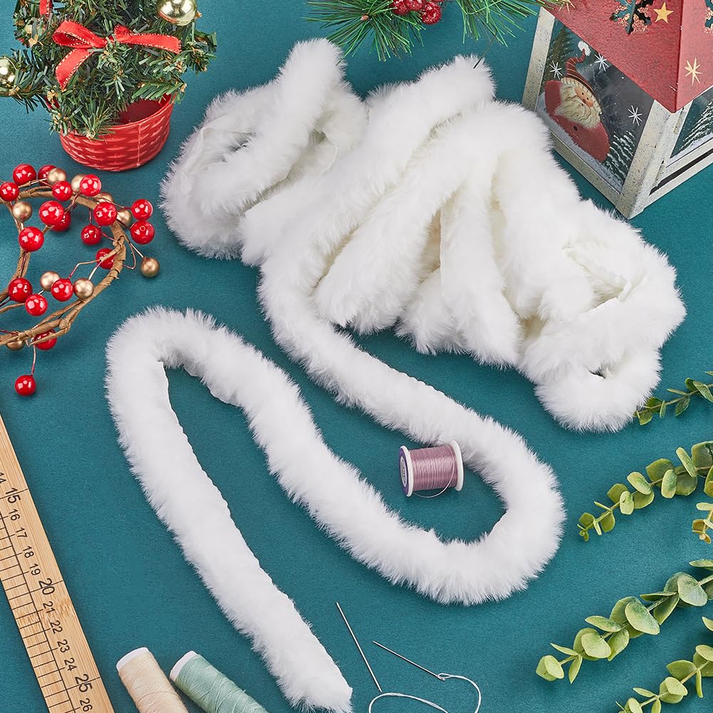 GORGECRAFT 16ft Christmas Faux Fur Ribbon Trim 3cm White Fluffy Faux Fur Strips Artificial Rabbit Fur Crafts Sewing Trimmings Furry Ribbon for Costume Accessories Christmas Tree Winding Garlands - Image 4