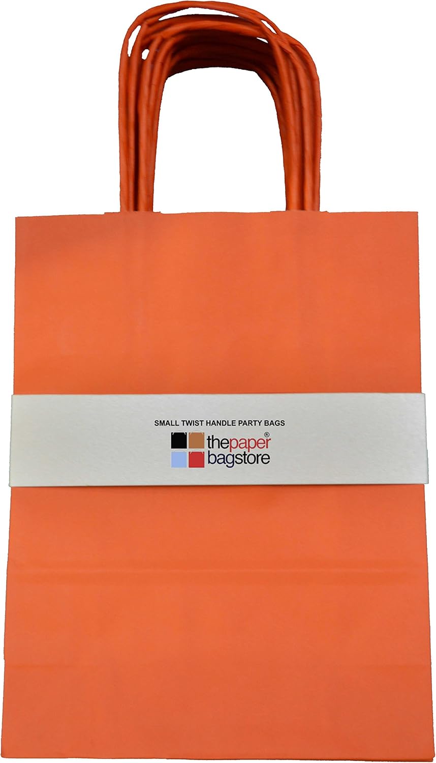 Thepaperbagstore 20 Orange Small Paper Party Bags With Handles, 18x22x8cm - Image 4