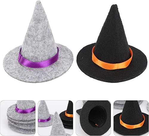 Miniatura 4 de 6 sombreros de bruja de fieltro hechos a mano, decoración de botellas de vino para Halloween, regalos de fiesta de Halloween, accesorios para el