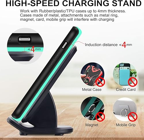 Miniatura 6 de BIGMONAT Estación de carga inalámbrica rápida con certificación Qi de 15 W compatible con iPhone 1515 Plus15 Pro Max14131211Pro MaxXRXSX8 Plus,