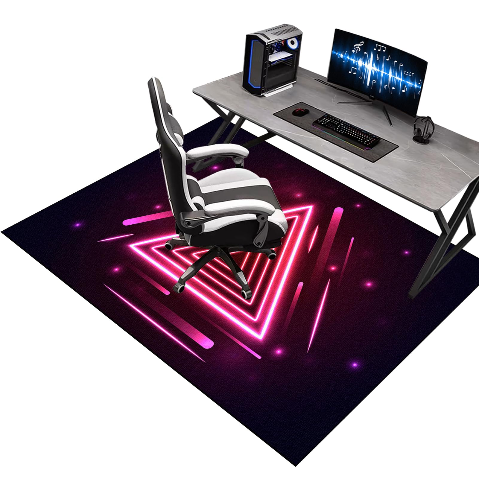 Office Gaming Chair Mats for Carpeted Floor, 120 x 150 cm Gaming Rug for Hard Floor, Desk Chair Floor Protector Mat for Carpet, Computer Floor Mat for Carpets, Floor Protector for Rolling Chair