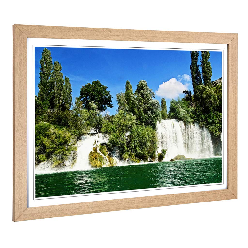 Big Box Art Framed Print of Landscape Waterfall Croatia (1) Design | Wall Art Picture | Home Decor for Kitchen, Living Room, Bedroom, Hallway, Oak, A2 / 24.5x18 Inch / 62x45cm