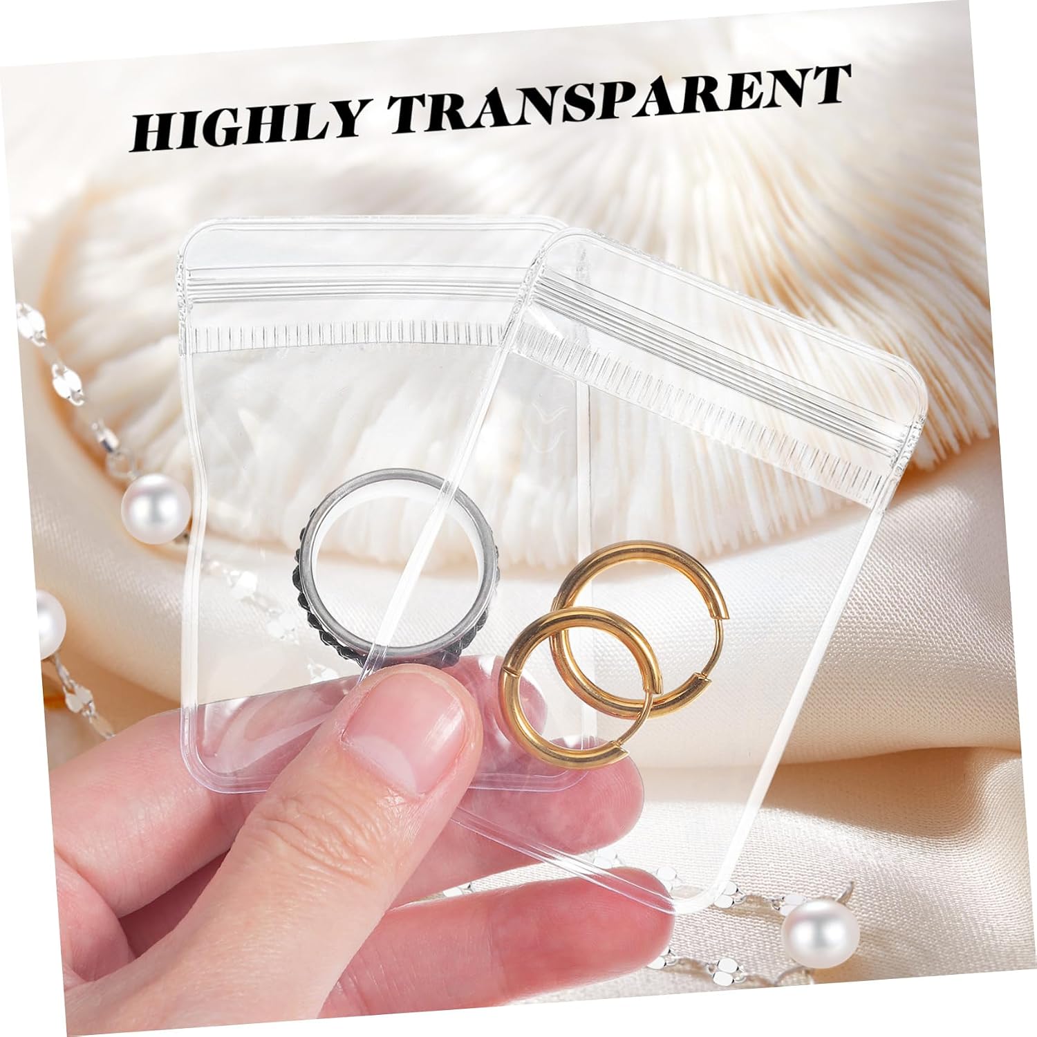 TOPPERFUN 200pcs Clear Self-Sealing Bags for Jewelry Small Transparent Storage Pouches for Craft Supplies Party Treats and Small Business Packaging