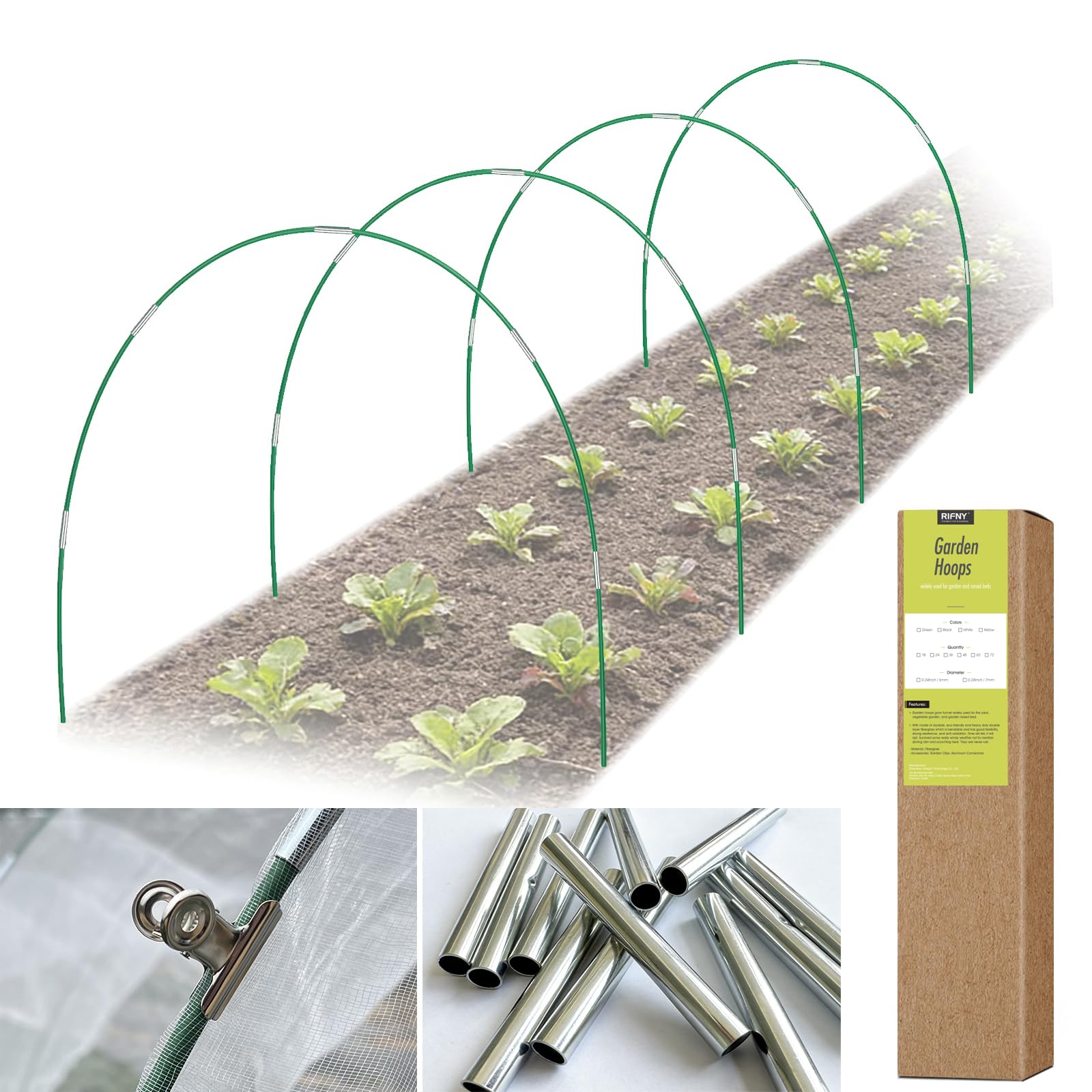 RIFNY 24 PCS Garden Hoops for Raised Beds