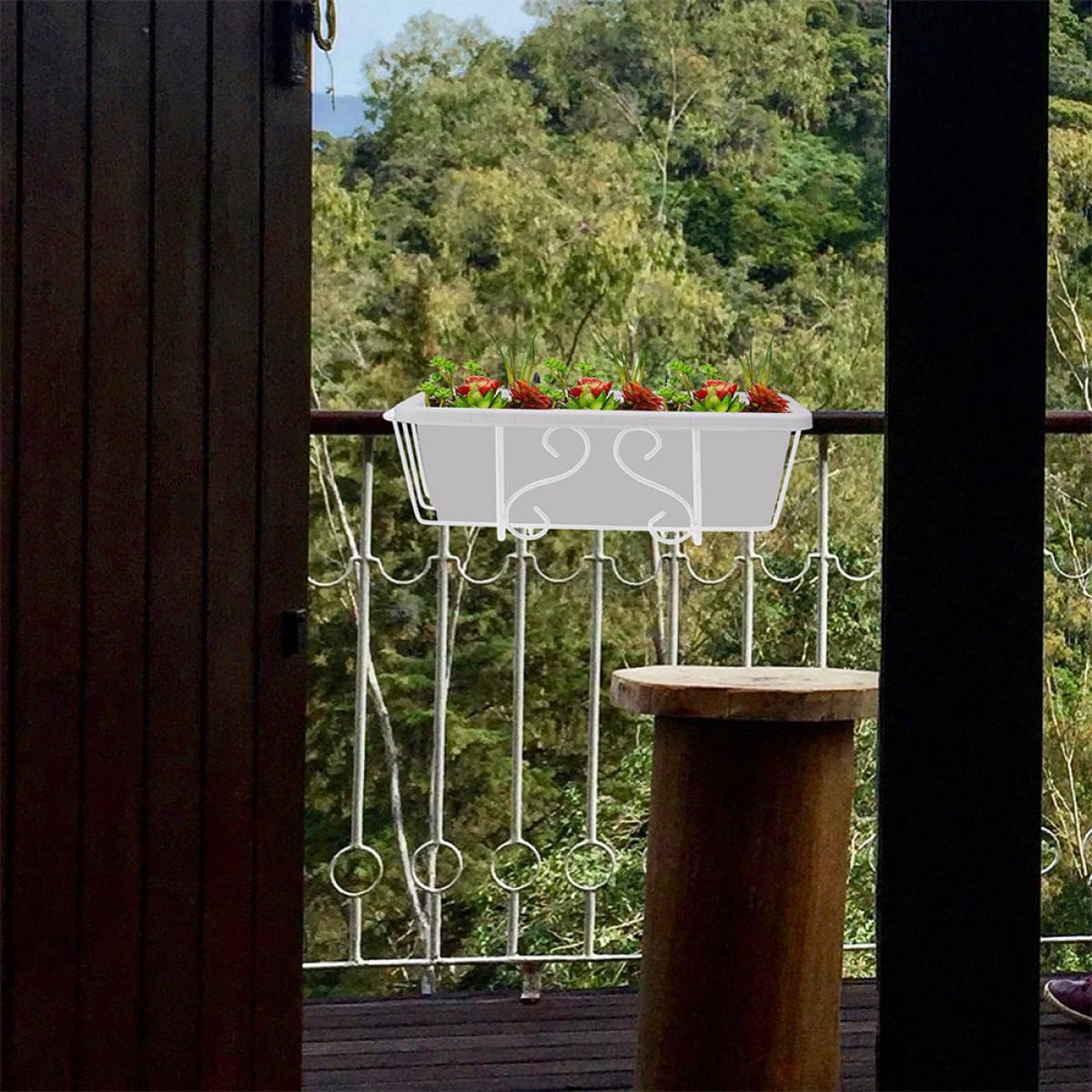 BESPORTBLE Portavasi da Esterno 2 Pezzi in Ferro Bianco da Appendere Facile da Installare Supporto per Vasi da Balcone e Giardino per Piante in Vaso