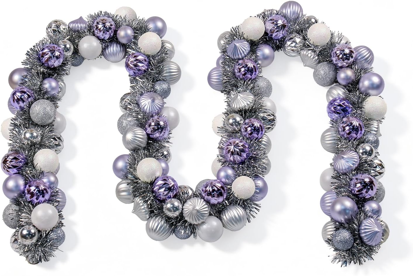 6FT Shimmering Ball Garland – Elegant Gold, Silver & Pearl White Glitter Ornaments – All-Season Modern Decorative Swag for Mantel, Mirror, and Living Room Decor