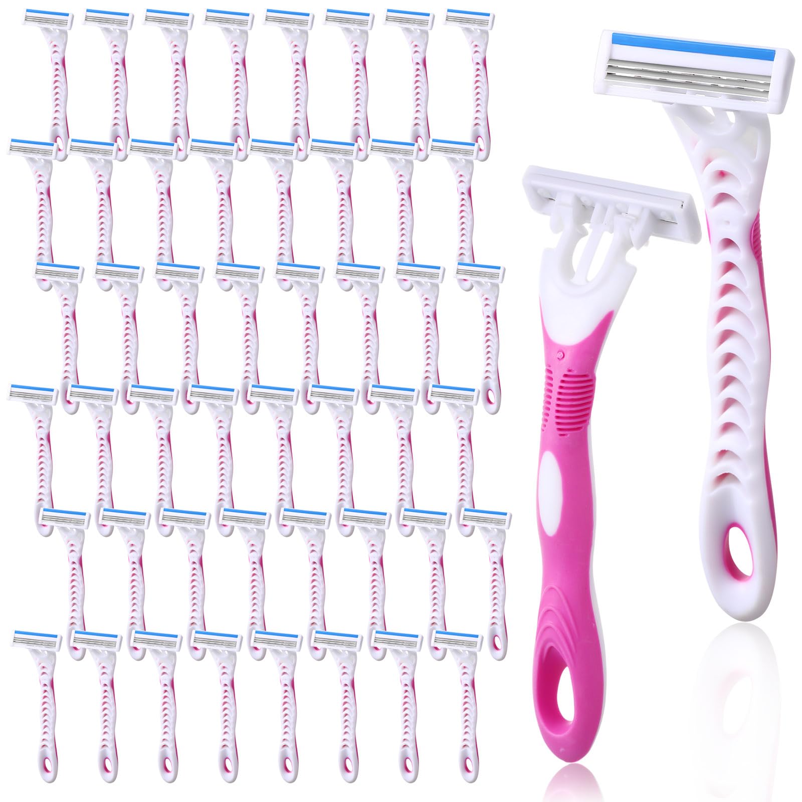 Leriton 48 Count Women's Disposable Razors Blades Bulk 3 Blade Razors for Women Disposable Head Razor Sensitive Skin Razor Comfortable Shave for