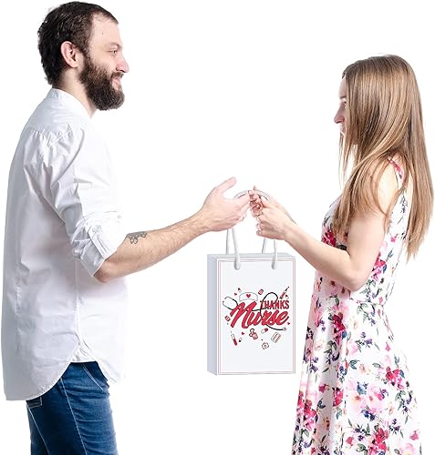 Miniatura 6 de Outus 12 bolsas de regalo para enfermeras, bolsas de regalo de agradecimiento para enfermeras, bolsas de regalo de semana de enfermeras con asa para
