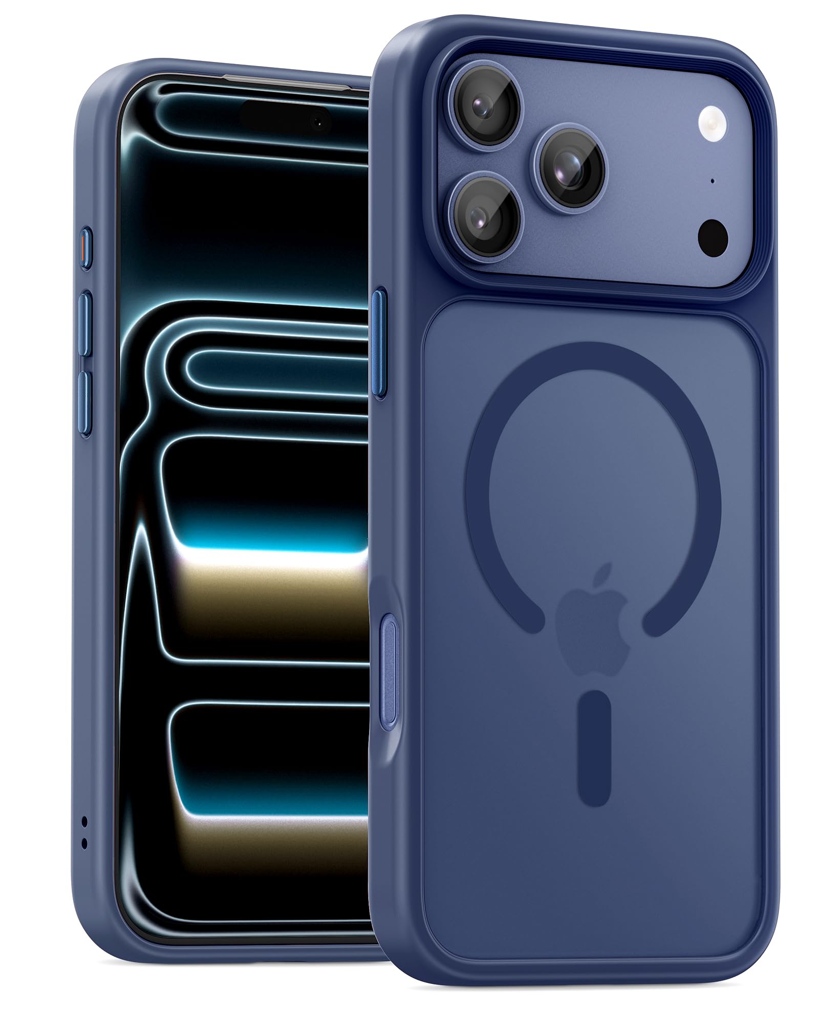 UNBREAKcable für iPhone 17 Pro Hülle für MagSafe, Vollständiger Kameraschutz, Eingebauter Magnetring, Stoßfest Kratzfest Transluzente Matt Handyhülle für iPhone 17 Pro Case 6,3 Zoll, Tiefblau