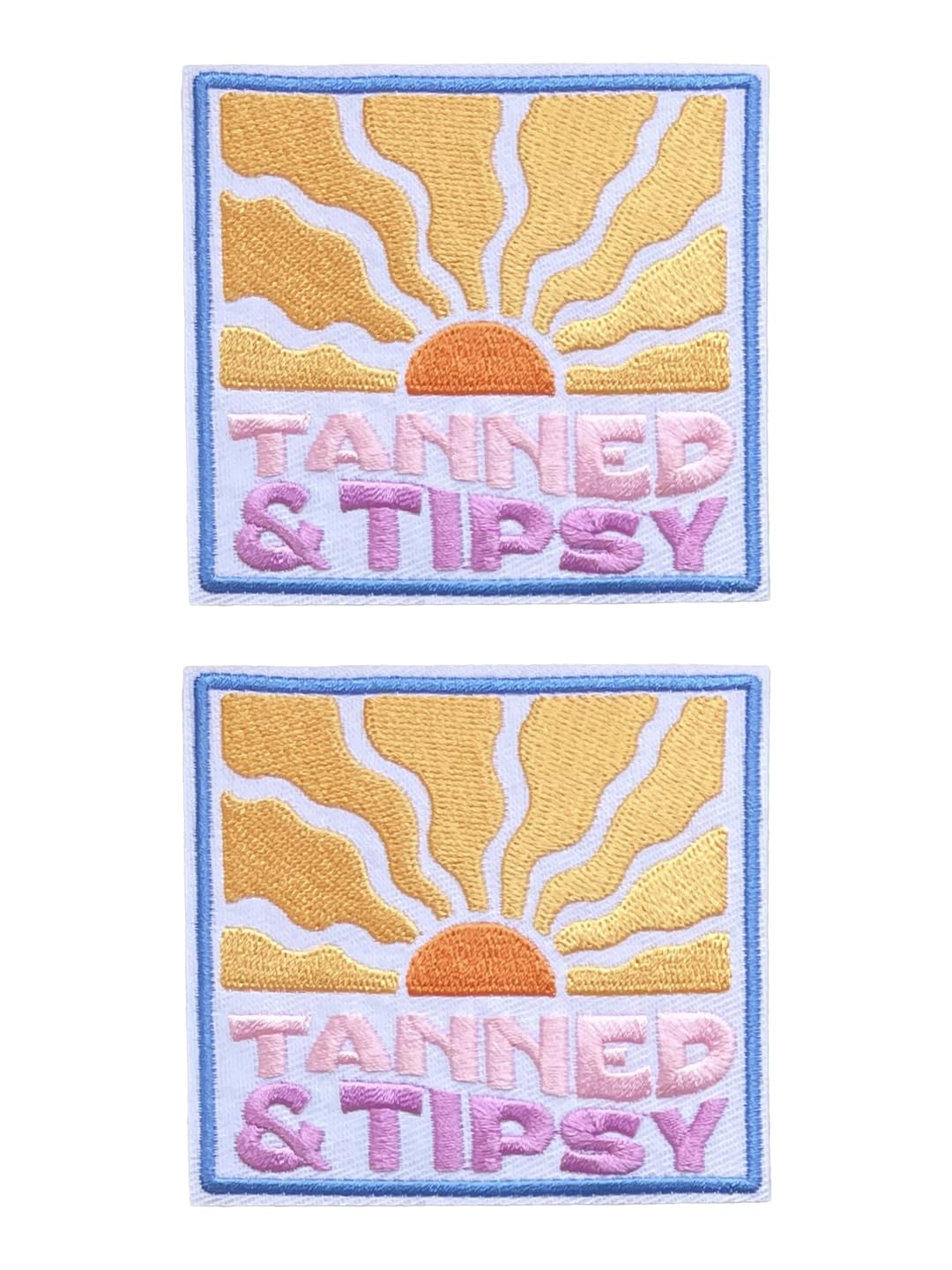 Tanned & Tipsy Patch, 3" x 2.75", Embroidered Iron-On for Hats, Bags, Jackets