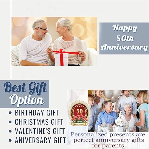 Miniatura 7 de Manta de regalo de 50 aniversario, 50 aniversario de boda, regalos de pareja para marido, esposa, papá, mamá, abuelo, abuela, abuelos, manta de