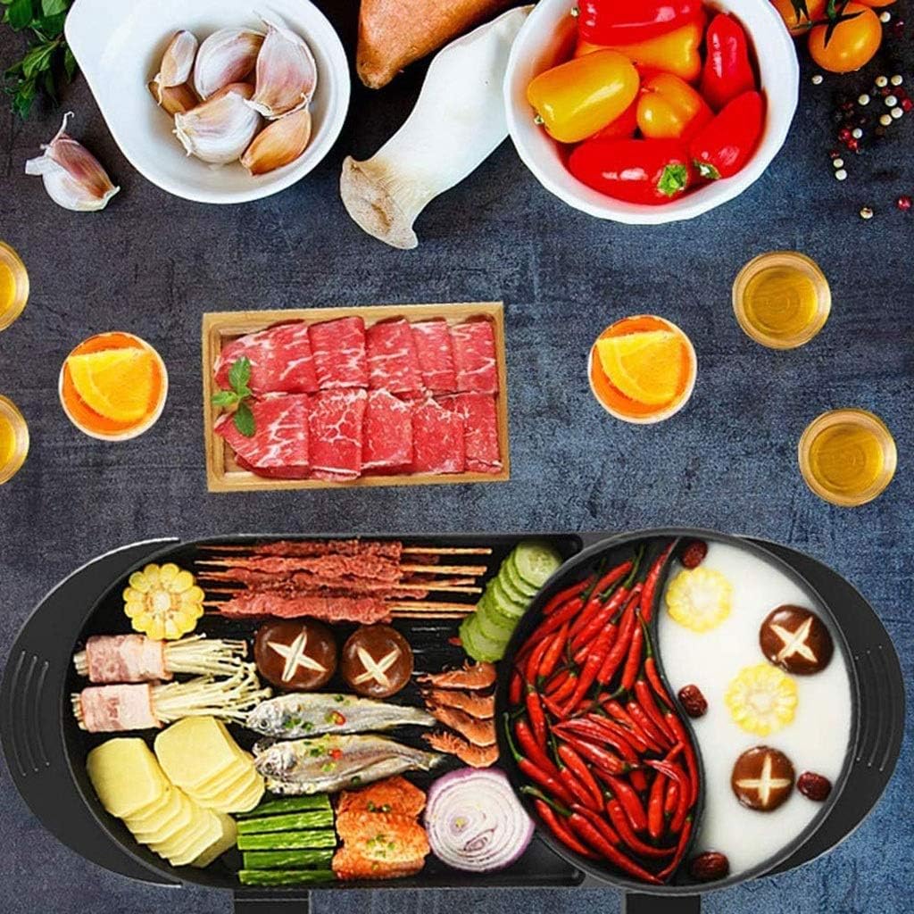 Electric Baking Tray，Multi-Function Barbecue Oven and Hot Pot for 2-12 Person Weekend Family Friend Party