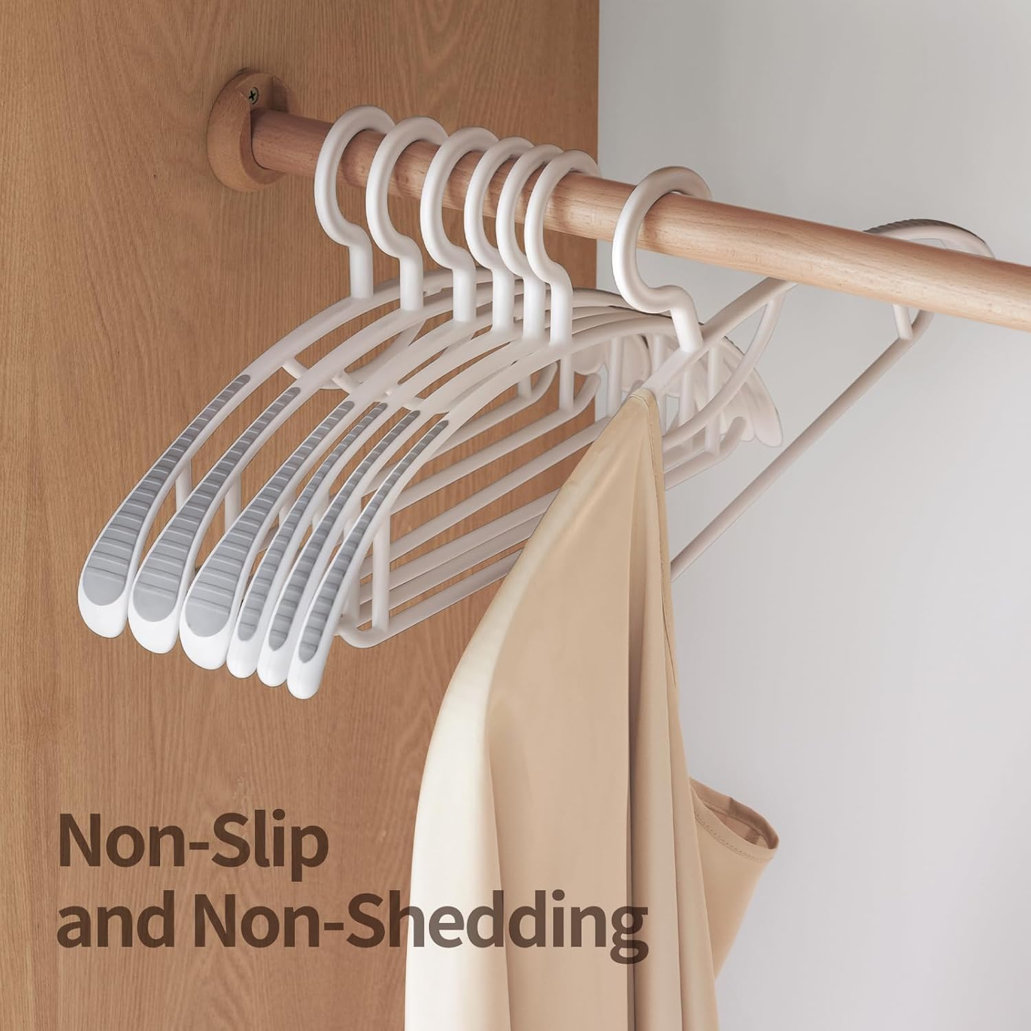 10 Pack Non-Slip Hangers, Heavy Duty, Durable, No Shoulder Bump Wide Plastic Hanger with Rubber and Horizontal Bar for Closet, Coats, Pants, Shirts, White (10 Pack 16.3 inch) - Image 3