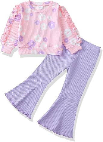 Renotemy Toddler Girl Clothes Bell Bottoms Baby Girls Outfit 12Months-4Y