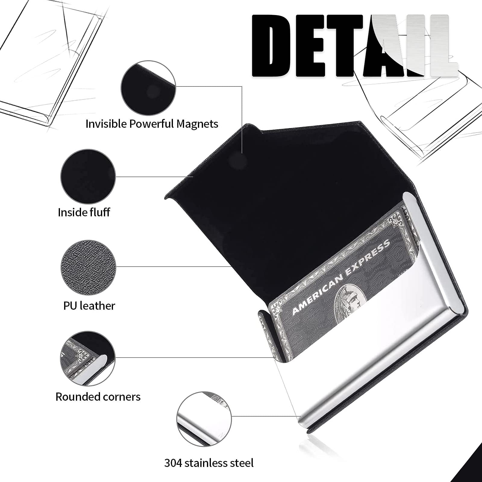 Portabiglietti Da Visita In Pelle E Acciaio - Doppia Custodia Con Chiusura Magnetica - Foto 12