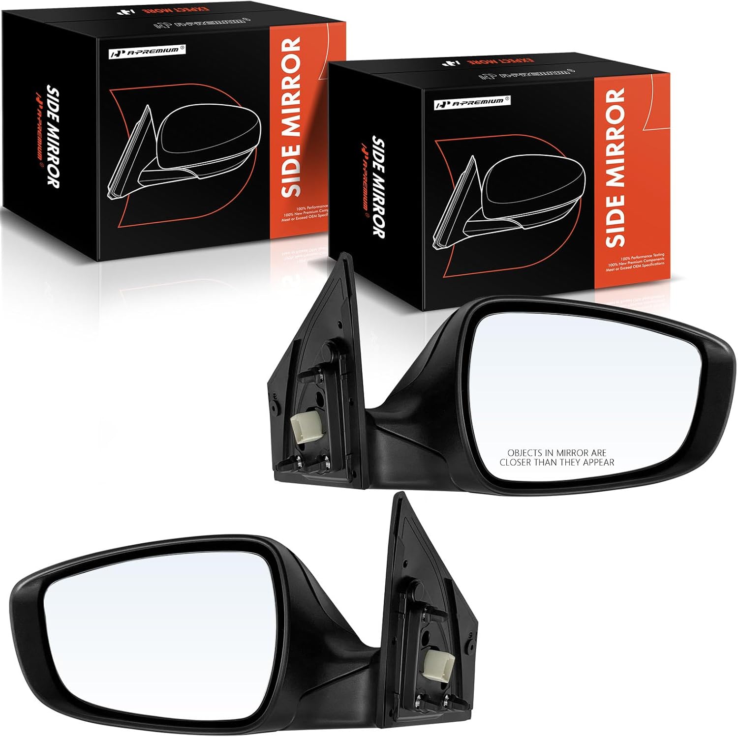 A-Premium Pair (2) Driver and Passenger Side Power Door Mirror - Compatible with Hyundai Elantra 2015-2016 - Non-Heated Manual Folding Black Outside Rear View Mirror - Replace# 876103X720