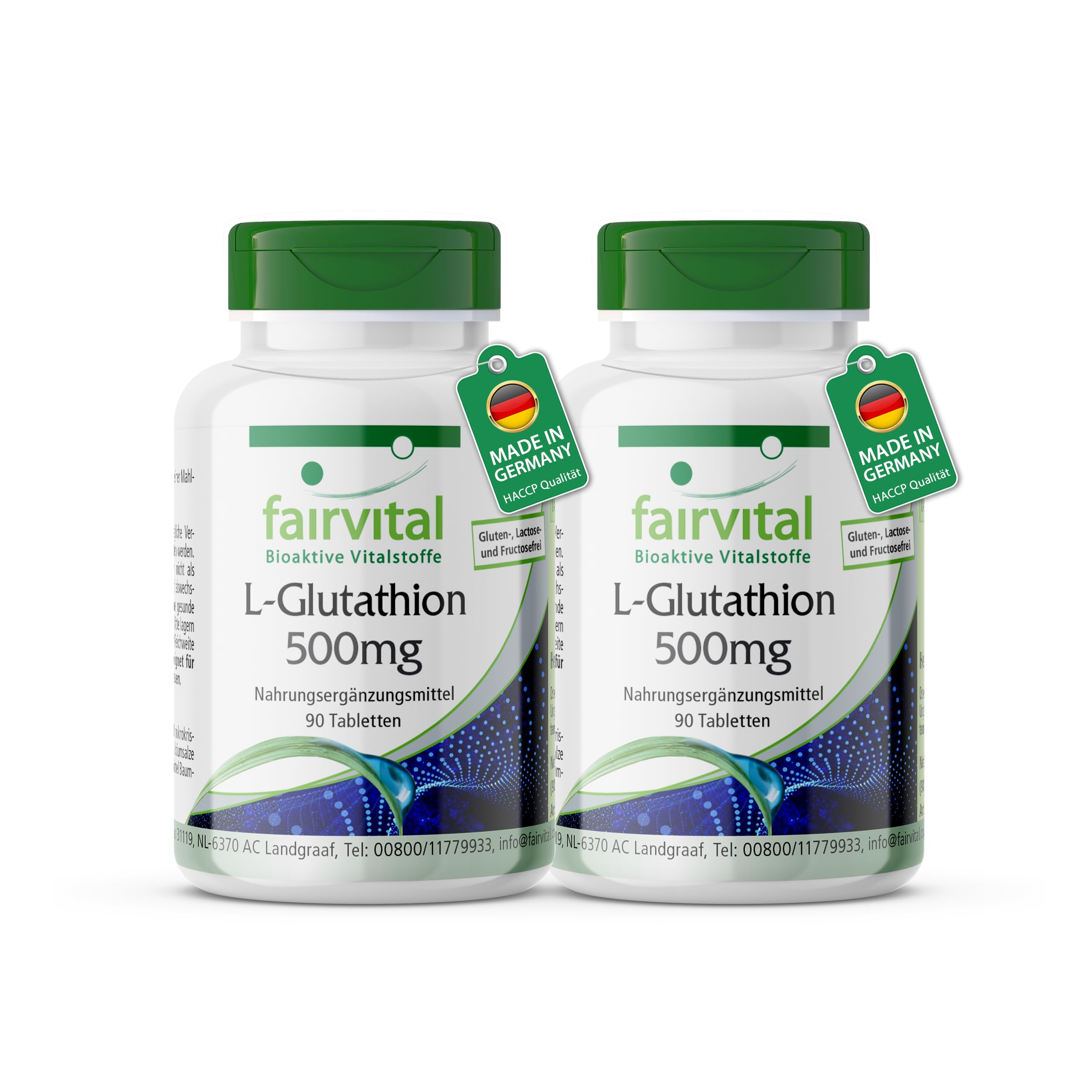 fairvital L-Glutathion 500mg, 180 Tabletten, HOCHDOSIERT & REDUZIERT, VEGAN