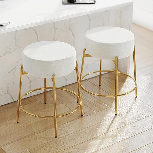 Miniatura 23 de SoarFlash - Juego de 2 taburetes de bar modernos giratorios, taburetes de barra de 24" Sherpa con asiento giratorio de altura de mostrador con