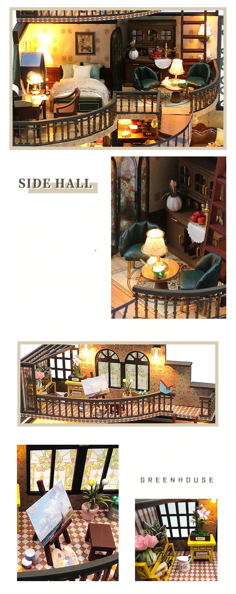 Villa Building Set in miniatura – Legno fai da te modello hobby kit – Villa con luce LED – Decorazione fai da te casa – Regalo per adulti