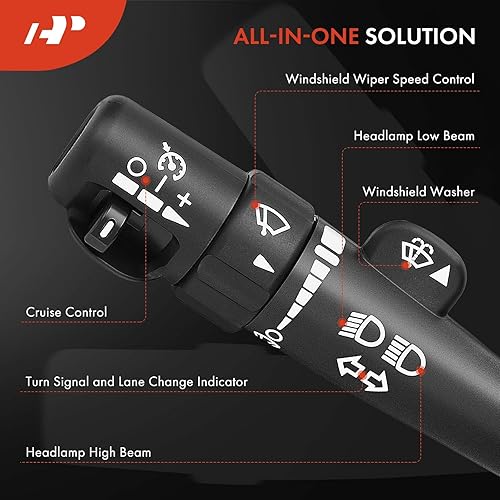 Miniatura 3 de A-Premium Interruptor multifunción con señal de giro, limpiaparabrisas, control de crucero compatible con Chevy, GMC, Cadillac Vehicles, Silverado,