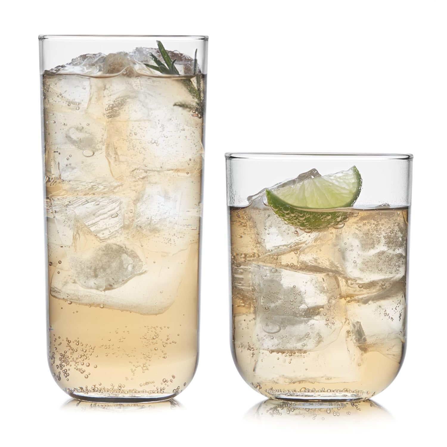 Libbey Polaris Tumbler and Rocks Axis Glass Cups Set of 16 Elegant Mixed Drinking Glasses with Modern Clean
