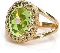 Vista 6 de Remarkable Peridot Ring - 10x14mm Oval Peridot Birthstone in Sterling Silver - Stunning August Birthstone Rings - Handmade Peridot Rings for Women