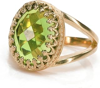 Anemone Jewelry Lovely 14k Rose Gold Ring - Peridot Ring with 14k Rose Gold-filled Band - Artisan Peridot Jewelry for Women - Birthstone for Parties, Anniversaries, Birthdays - Free Fancy Box