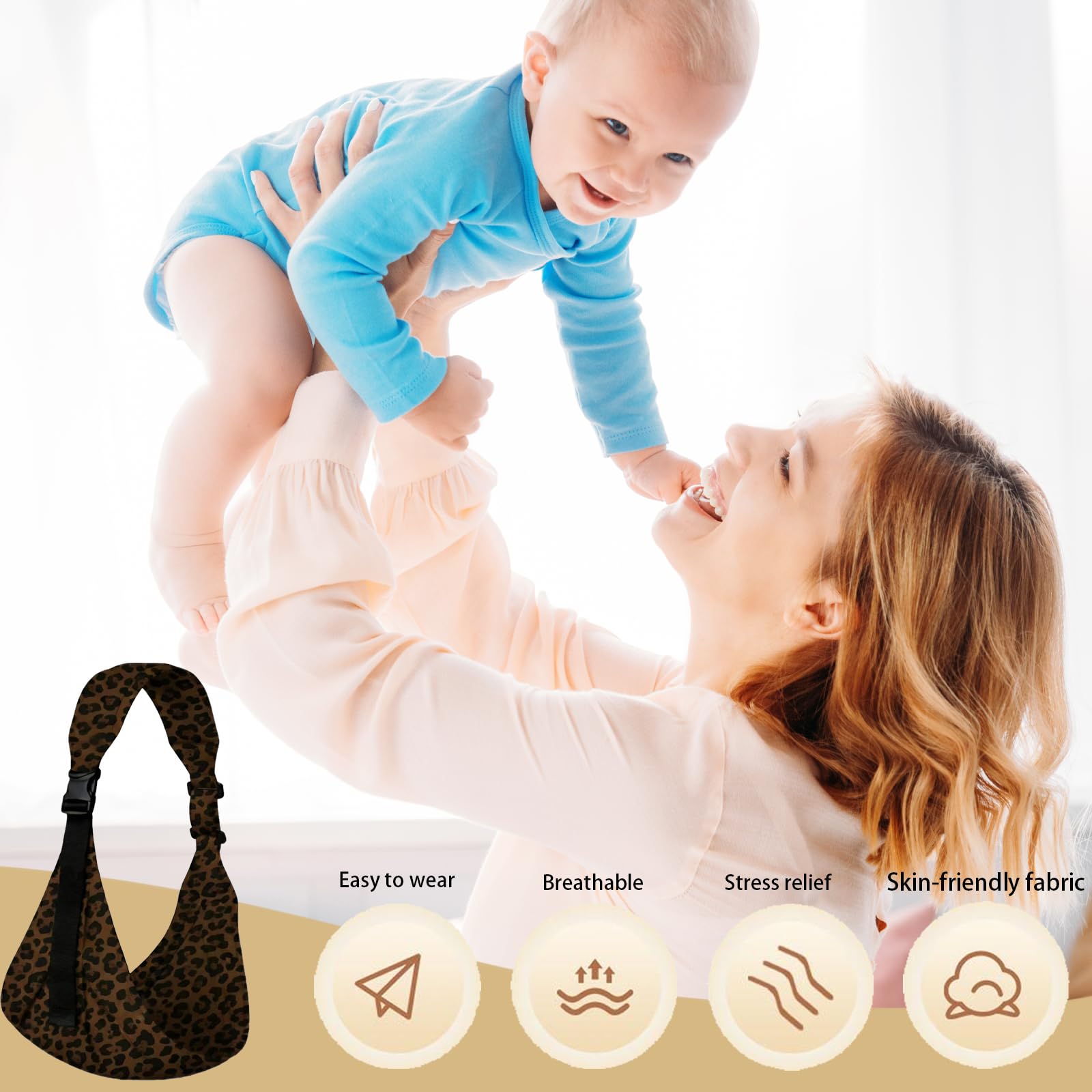 LUKIUP Fascia portabebè per neonati, Tracolla regolabile, Fascia portabebè laterale, Fascia ergonomica per neonati, per neonati, bambini piccoli fino a 20 kg (B)