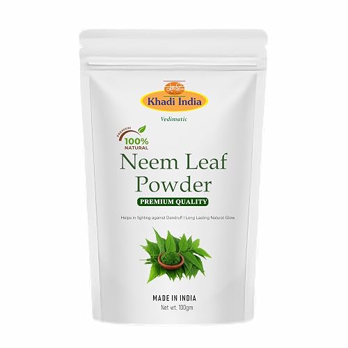 Khadi 100% Pure & Organic Neem Leaf Powder | India Organic and Usda Organic Certified | Neem Powder for Face Pack, Hair & Skin Care (100gm., NEEM LEAF)