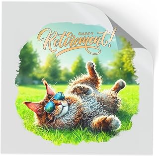 Happy Retirement with Maine Coon Enjoy Life Rest Time Cutout Transfer Sticker Cat Lover Kitten Owner Gifts Transparent Decal Art Decor - 027