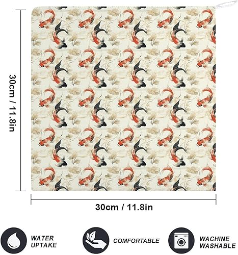 Miniatura 2 de Decorative Hand Towels for Bathroom - Retro Goldfish Print Soft Absorbent Small Bath Hand Towels for Kitchen, Farmhouse, Spa, Hotel, Guest Tea and